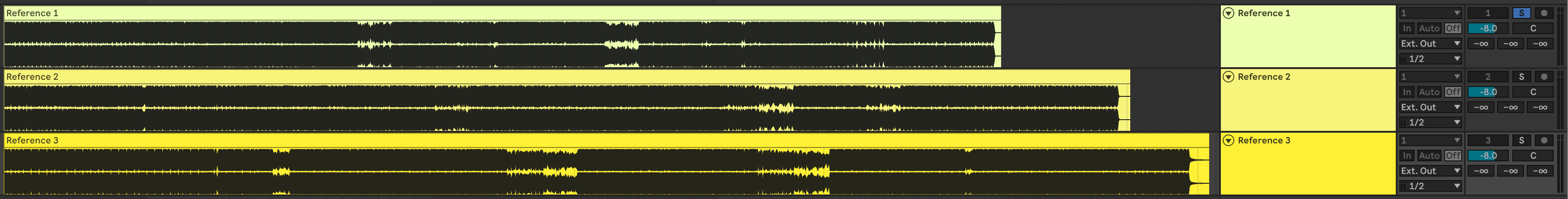 Example of three different arrangements